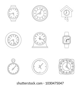 Chronograph icons set. Outline set of 9 chronograph vector icons for web isolated on white background
