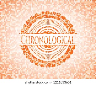 Chronological abstract orange mosaic emblem with background