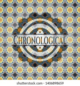 Chronological arabic badge background. Arabesque decoration.