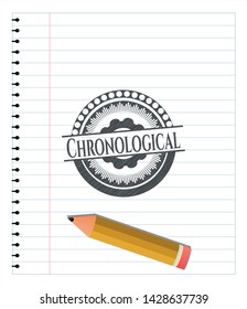 Chronological emblem draw with pencil effect. Vector Illustration. Detailed.