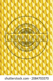 Chronological gold shiny badge. Scales pattern. Vector Illustration. Detailed. 