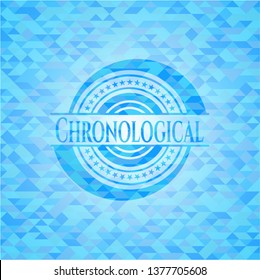 Chronological light blue emblem with mosaic background