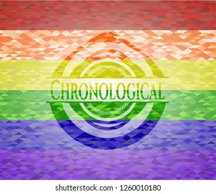 Chronological on mosaic background with the colors of the LGBT flag