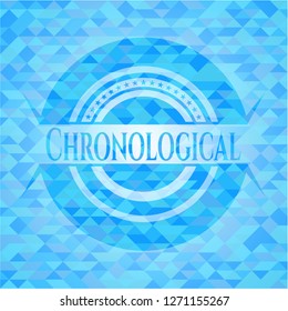 Chronological realistic sky blue mosaic emblem