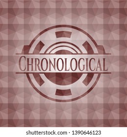 Chronological red geometric pattern emblem. Seamless.