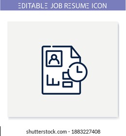 Chronological resume line icon. Career biography chronology. Personal recruitment information. Job search, employment, career growth concept. Isolated vector illustration. Editable stroke