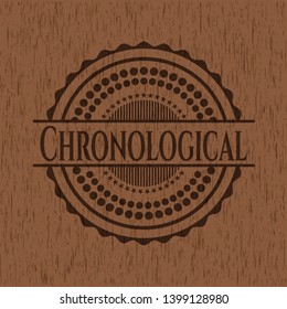 Chronological retro style wooden emblem. Vector Illustration.