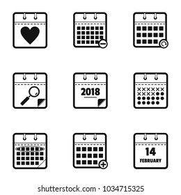 Chronological table icons set. Simple set of 9 chronological table vector icons for web isolated on white background