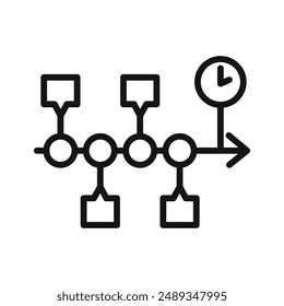 Chronology icon Vector symbol or sign set collection in black and white outline