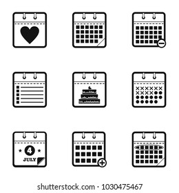 Chronology icons set. Simple set of 9 chronology vector icons for web isolated on white background