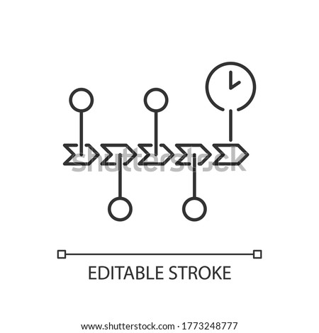 Chronology pixel perfect linear icon. Scientific field of study, history, school subject thin line customizable illustration. Contour symbol. Timeline vector isolated outline drawing. Editable stroke