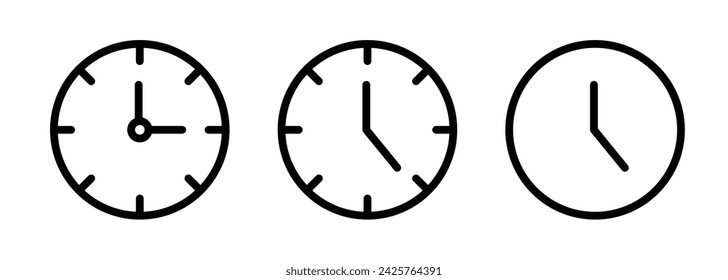 Chronology Tracker Line Icon. Timepiece Display Icon in Black and White Color.