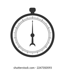 Chronometer with 360 degrees measuring scale and arrow isolated on white background. Template of barometer, compass, speedometer, manometer, level meter tool. Vector graphic illustration