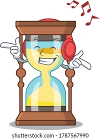 Cronómetro con concepto de diseño de dibujos animados escuchando música