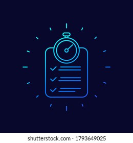 chronometer and checklist line vector icon