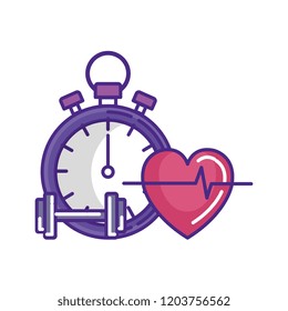 chronometer with dumbbell and heart cardio