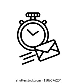 chronometer with envelope mail postal service vector illustration design