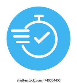 chronometer, fast service thin line icon, blue and white color, isolated