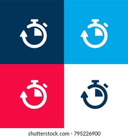 Chronometer four color material and minimal icon logo set in red and blue