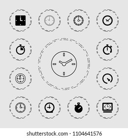 Chronometer icon. collection of 13 chronometer filled and outline icons such as stopwatch, wall clock. editable chronometer icons for web and mobile.