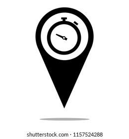 Chronometer icon inside location pictogram