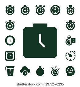 chronometer icon set. 17 filled chronometer icons.  