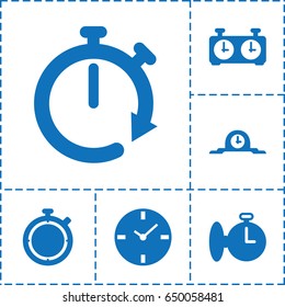 Chronometer icon. set of 6 chronometer filled icons such as clock