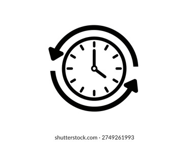 Chronometer icon surrounded by rotating arrows symbolizing backup restore and update processes
