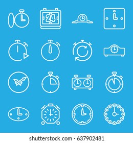 Chronometer icons set. set of 16 chronometer outline icons such as wall clock, clock