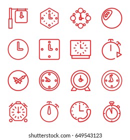 Chronometer icons set. set of 16 chronometer outline icons such as clock, wall clock