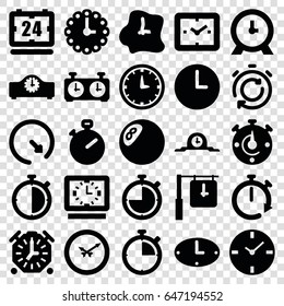 Chronometer icons set. set of 25 chronometer filled icons such as clock, wall clock