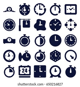 Chronometer icons set. set of 25 chronometer filled icons such as clock, wall clock