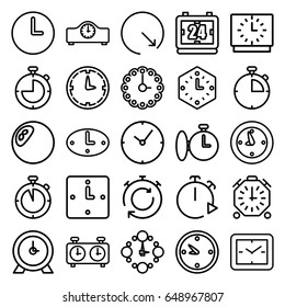 Chronometer icons set. set of 25 chronometer outline icons such as clock, wall clock
