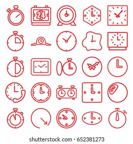 Chronometer icons set. set of 25 chronometer outline icons such as clock, wall clock
