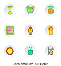 Chronometer icons set. Cartoon illustration of 9 chronometer vector icons for web