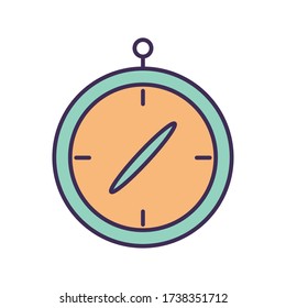 Chronometer line and fill style icon design, Time tool second sport stopwatch deadline measure and countdown theme Vector illustration
