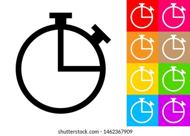 Chronometer. Line Icon With Different Color Background.
