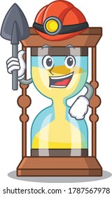 Chronometer miner cartoon design concept with tool and helmet