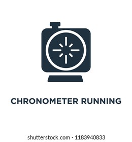 Chronometer Running icon. Black filled vector illustration. Chronometer Running symbol on white background. Can be used in web and mobile.