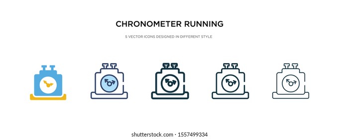 chronometer running icon in different style vector illustration. two colored and black chronometer running vector icons designed in filled, outline, line and stroke style can be used for web,