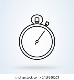 Chronometer, Stopwatch Line Art. Simple Vector Modern Icon Design Illustration