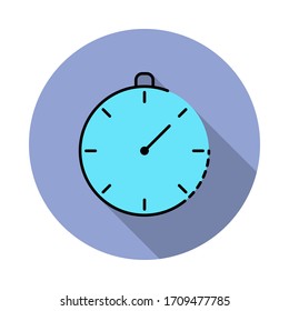 Chronometer, stopwatch, sport long shadow icon. Simple color vector of sport icons for ui and ux, website or mobile application