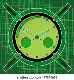 Chronometer in the style of steampunk on an abstract background