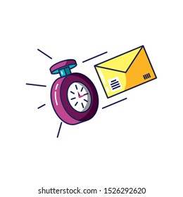 chronometer time with envelope mail vector illustration design