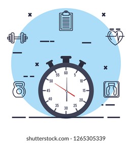 chronometer timer with fitness icons