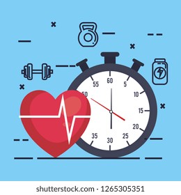 chronometer timer with fitness icons