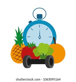 chronometer timer with fruits and weight lifting