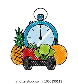 chronometer timer with fruits and weight lifting