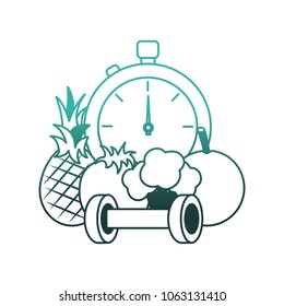chronometer timer with fruits and weight lifting