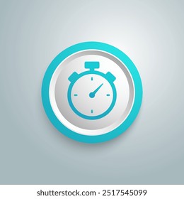 Chronometer timer isolated blue button icon. Vector
